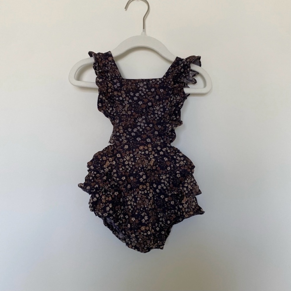 Jamie Kay Dark Floral Ruffle Romper